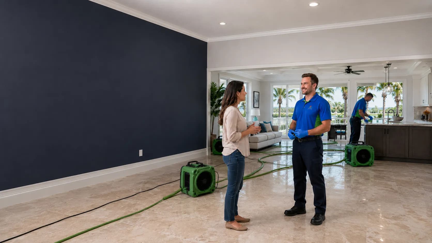EZR water damage restoration crew on site in Port St. Lucie, FL